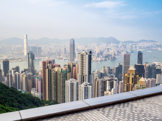 Hong Kong skyline. View from Victoria Peak.