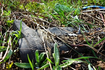 municipal waste thrown out in nature