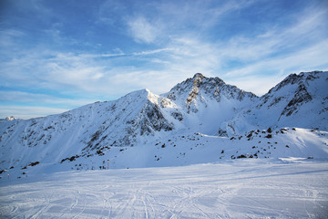 Fototapeta na wymiar Panorama of the Austrian ski resort of Ischgl.