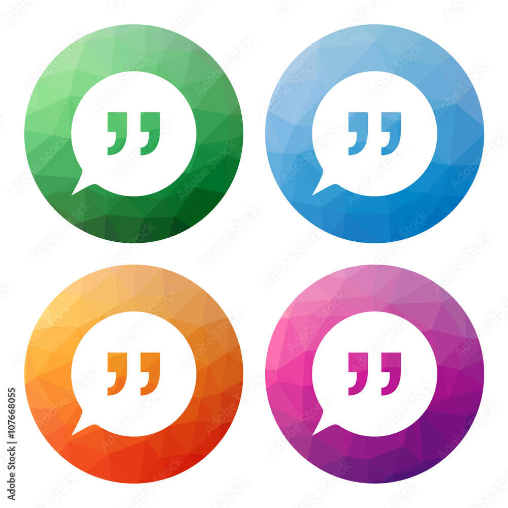 Poster set of 4 isolated modern low polygonal buttons - icons - for sp