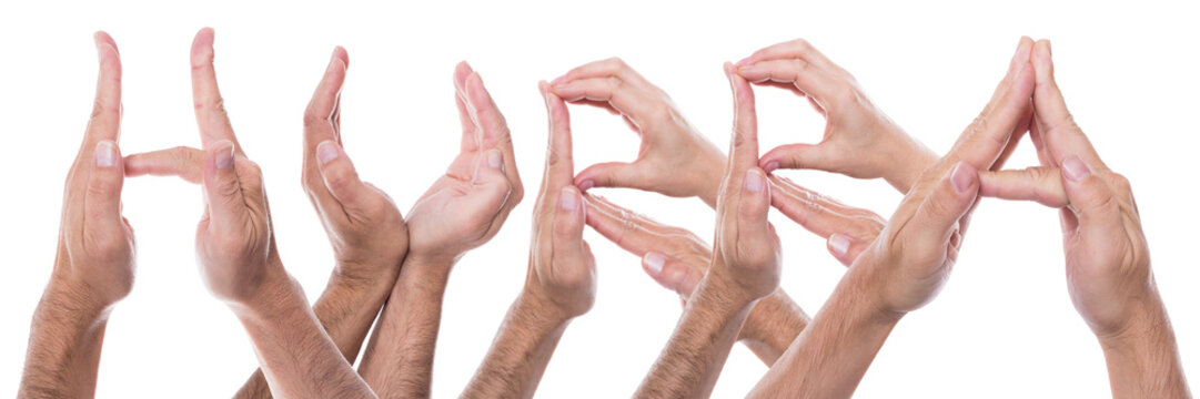 Wort Hurra aus H&auml;nden