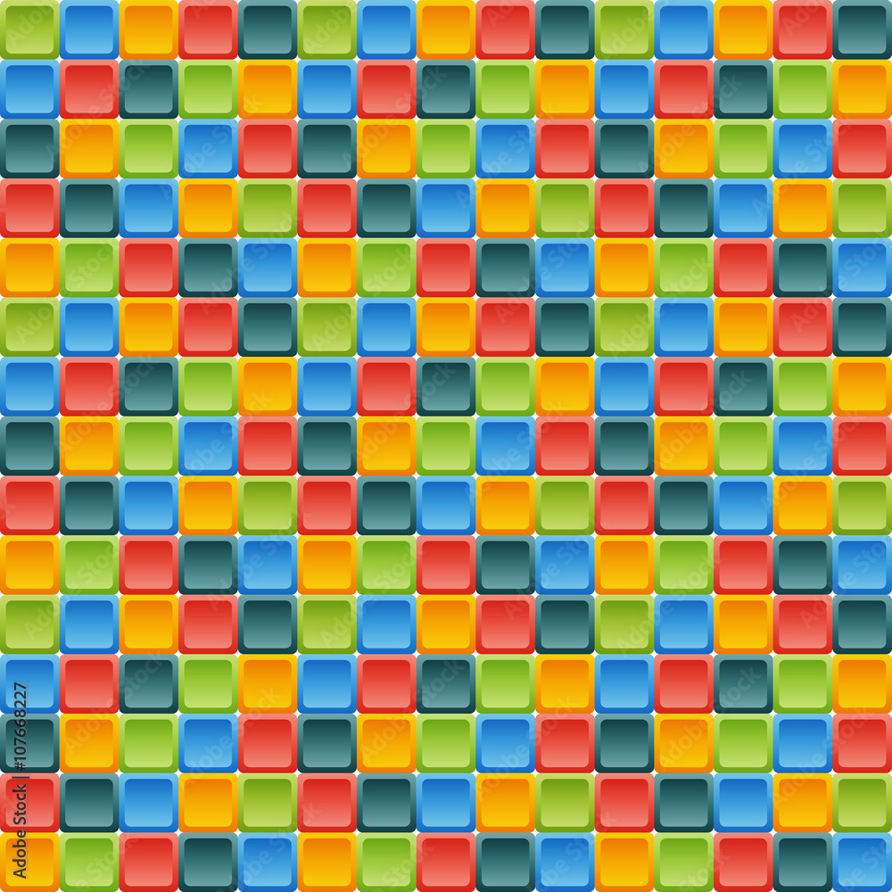 Poster seamless tile pattern made of rounded squares in vivid colors