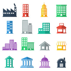 building icons .  building flat design.  vector illustration