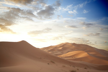 Fototapeta na wymiar Sunrise over desert, Morocco