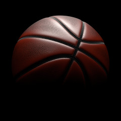 Basketball on black background. Clipping path.