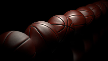 Basketballs on black backgrounds.