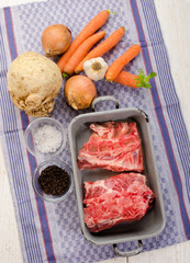 pork bones and fresh vegetables