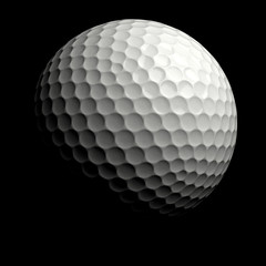 Golf ball on black background. Clipping path.