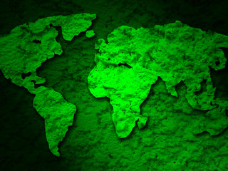 green grunge earth map on a green background 1
