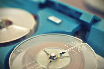 Vintage reel tape recorder.