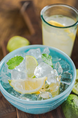 Ingredients for refreshing lemonade for hot summer days