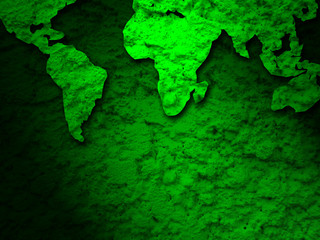 green grunge earth map on a green background 2