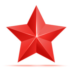 Realistic 3D red star. Award winner. Good job. The best reward. bulk red star. Simple star on a white background. The award for the best choice. Premium class. illustration