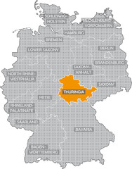 German federal states with English names: Thuringia