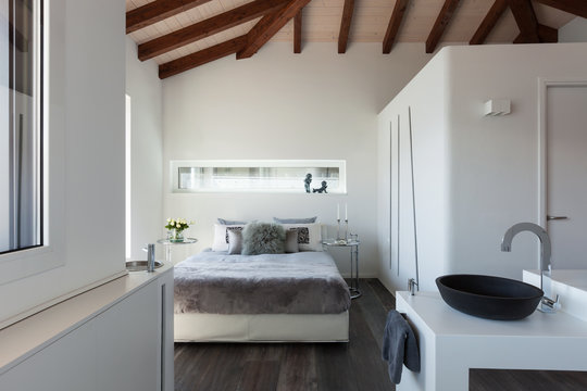 Comfortable bedroom of a loft