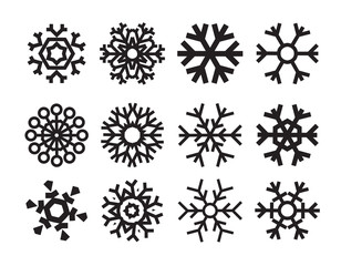 Various winter snowflakes vector set, elements for christmas design