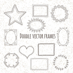 Set of doodle frames for design on grunge background
