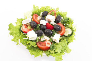 Fresh delicious salad with olives and feta cheese
