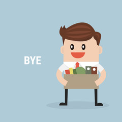 Businessman Leaving Job, vector, flat design