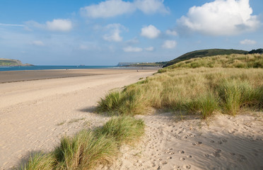 Fototapeta na wymiar Sand Dunes at Daymer Bay on the Camel Estuary, Cornwall, England