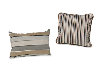 Pillows and pillows cases on white background