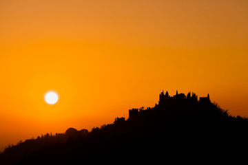 Castle silhouette at sundown