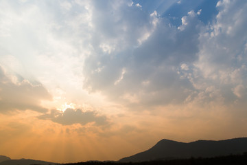 colorful dramatic sky with cloud at sunset