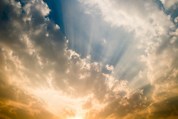 colorful dramatic sky with cloud at sunset