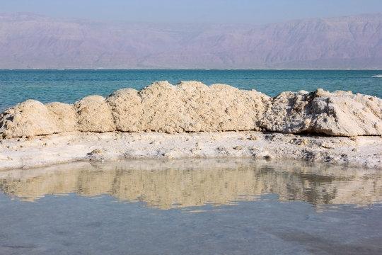 deposits of mineral salts, Dead Sea, Israel