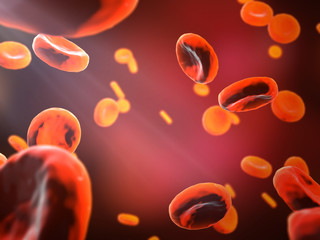 abstract red blood cells,scientific or medical or microbiological background. 3D rendering