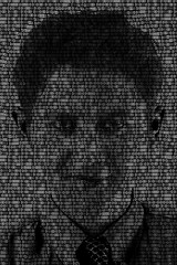 Man profile made with binary codes