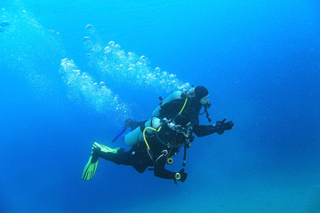 group of divers passing exams open water