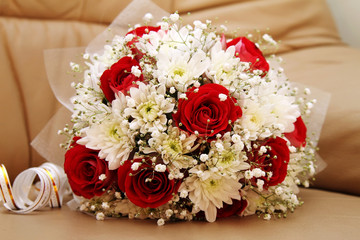 Beautiful wedding bouquet of flowers 