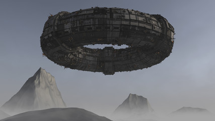 3d render. Spaceship UFO concept