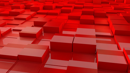 3d render. Abstract red cubes