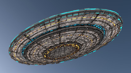 Fototapety  renderowania 3D. Koncepcja UFO statku kosmicznego