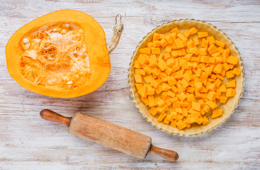 Pumpkin tart ready for baking