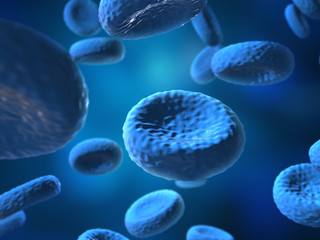 Cell blue, Human Cell, Animal Cell.3D rendering