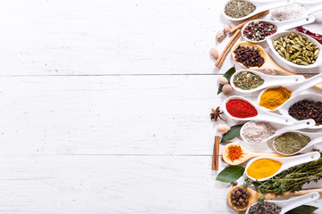 various herbs and spices for cooking © Nitr