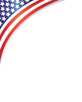 American flag symbols corner frame with empty white space for your text.