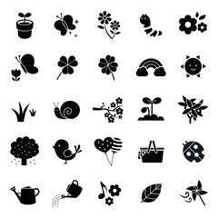 Spring glyph vector icons