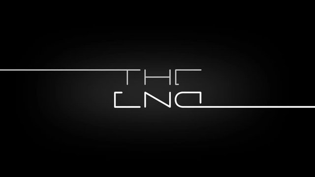 "The End" titles animation with lens flare on black background