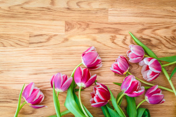 Tulpen auf Holztisch Dekoration