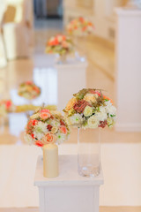 floral arrangement for the wedding. Decorated with live flowers
