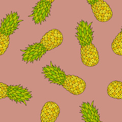Pineapple graphic art color seamless pattern illustration vector
