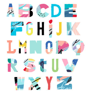 Vector Hand Drawn Artistic Alphabet .Typeface. Font. Isolated