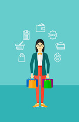 Happy customer with bags.