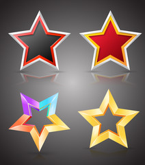 Full color star set. Vector illustration.