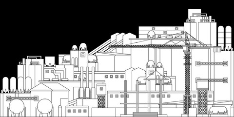 Fototapeta premium The industrial plant and manufacture building with crane. Vector illustration