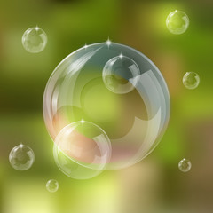 Realistic soap bubbles set isolated vector illustration